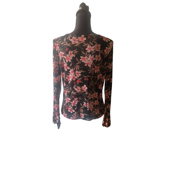 Apostrophe Juniors Floral Long Sleeve Top – V-Neck Boho Style - Picture 6 of 7